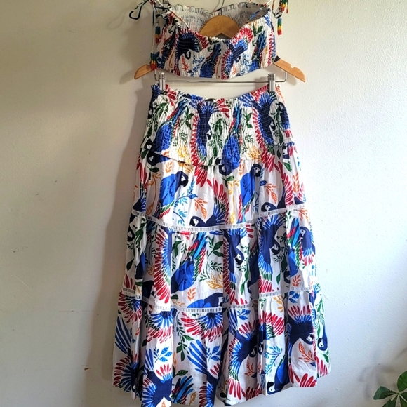 House of Harlow 1960,  Costa Rican Toucan Two Piece Linen Set, Size Small - NWOT - Picture 2 of 7